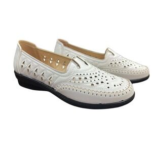 Lady‎ Work Team Women Slip Resistant White Cutout Work Shoes Loafers Size 6.5